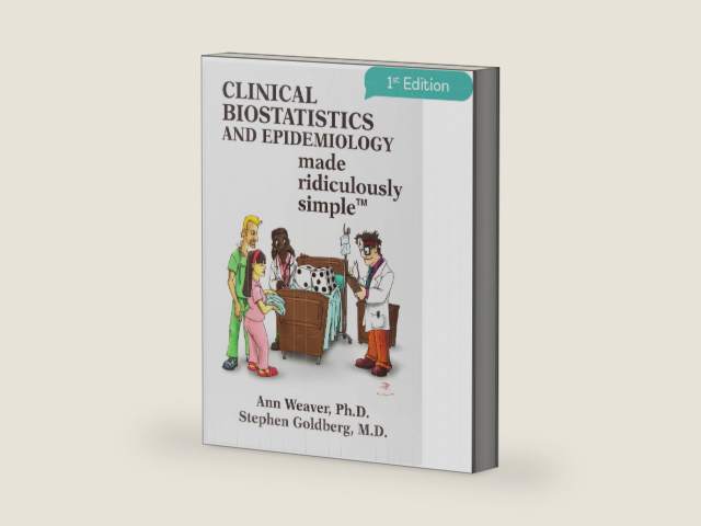 Clinical Biostatistics and Epidemiology Made Ridiculously Simple: An Incredibly Easy Way to Learn for Medical, Nursing, PA Students, And Other Healthcare Professionals (MedMaster Medical Books) by Ann Weaver Ph.D. | barcode:9781935660026 | source:'9781935660026-right-three-quarter.jpg