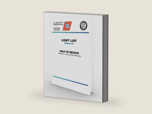 USCG Light List IV: Gulf of Mexico (CURRENT EDITION) by U. S. Coast Guard | barcode:9781937196653 | source:'9781937196653-right-three-quarter.jpg
