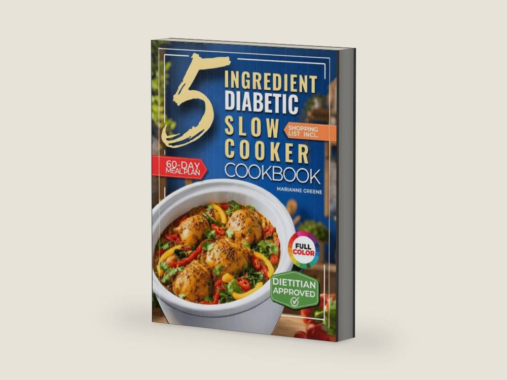 The 5 Ingredient Diabetic Slow Cooker Cookbook: 60 Easy & Delicious Dietitian Backed Recipes with 15-Minute Prep and a Low Glycemic Weekly Meal Plan for Type 2 Diabetes by Marianne Greene | barcode:9781956493788 | source:'9781956493788-right-three-quarter.jpg