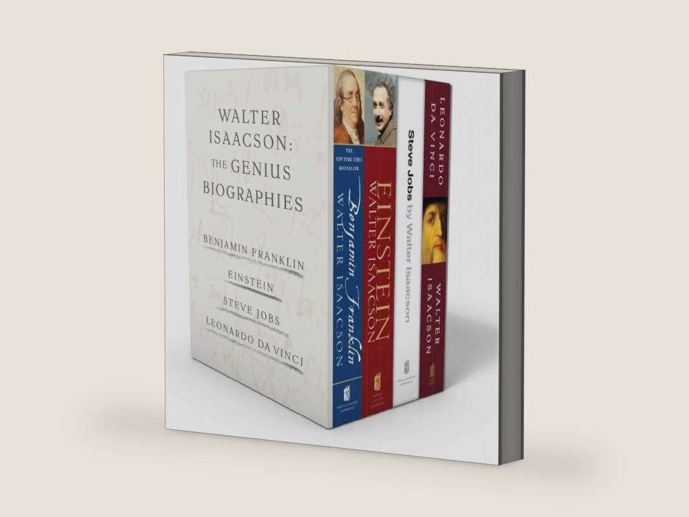 Walter Isaacson: The Genius Biographies: Benjamin Franklin, Einstein, Steve Jobs, and Leonardo da Vinci by Walter Isaacson | barcode:9781982130428 | source:'9781982130428-right-three-quarter.jpg