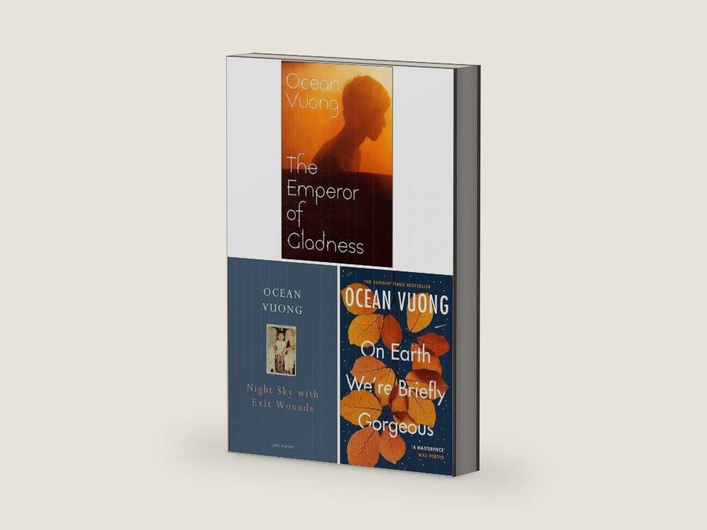 Ocean Vuong 3 Books Collection Set (The Emperor of Gladness, Night Sky With Exit Wounds & Ocean Vuong On Earth We're Briefly Gorgeous) by Ocean Vuong | barcode:9782692610873 | source:'9782692610873-right-three-quarter.jpg