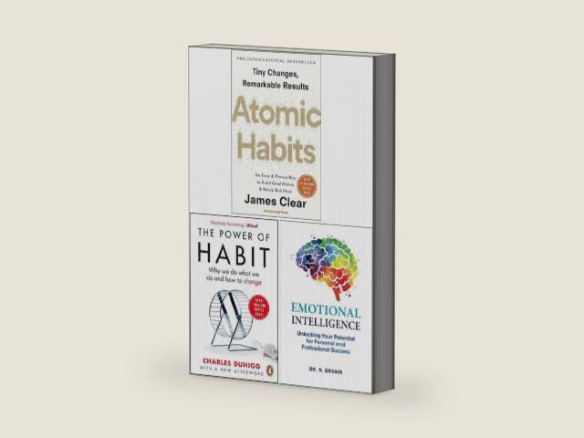 Atomic Habits, The Power of Habit & Emotional Intelligence 3 Books Collection Set by James Clear | barcode:9783164283779 | source:'9783164283779-right-three-quarter.jpg