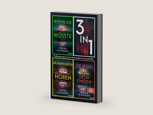 The Housemaid (3in1 Bundle): Thriller - Thrillerspannung hoch drei! Die Bestsellerreihe um Millie Calloway in einem Band: Wenn sie wüsste, Sie kann dich hören, Sie wird dich finden (German Edition) by Freida McFadden | barcode:9783641346546 | source:'9783641346546-right-three-quarter.jpg