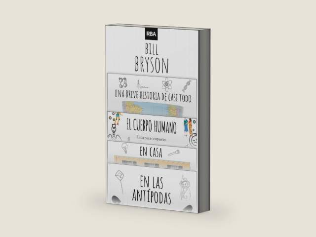 Pack IMPRESCINDIBLES DE BILL BRYSON ebook Bundle: Incluye Una breve historia de casi todo, El cuerpo humano, En casa y En las Antípodas. (Spanish Edition) by Bill Bryson | barcode:9788411329484 | source:'9788411329484-right-three-quarter.jpg