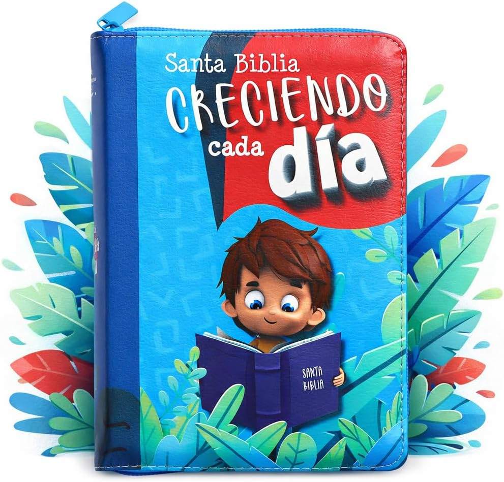 Biblia para Niños Creciendo Cada Dia con Cierre Reina Valera 1960 niño leyendo azul by Reina-Valera | barcode:9788418630644 | source:'9788418630644.jpg