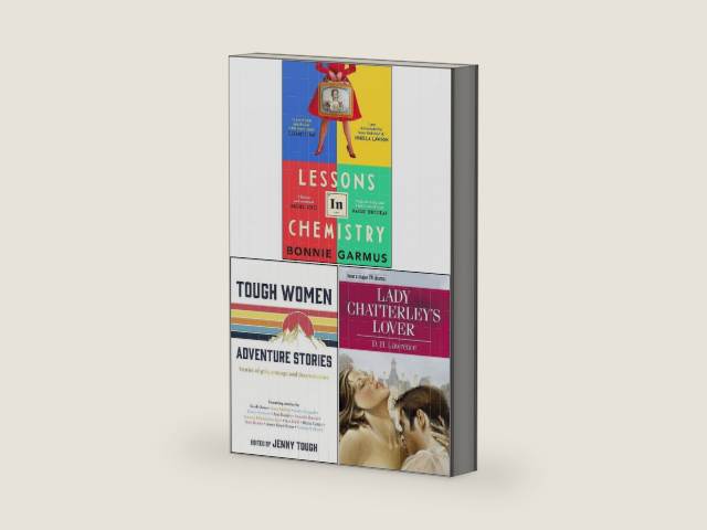 Lessons in Chemistry [Hardcover], Tough Women Adventure Stories, Lady Chatterley's Lover 3 Books Collection Set by Jenny Tough | barcode:9789123459308 | source:'9789123459308-right-three-quarter.jpg