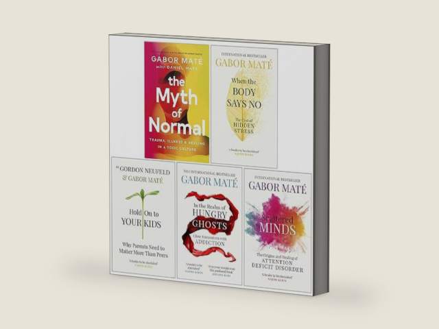 Dr Gabor Maté 5 Books Collection Set (When The Body Says No, Hold On To Your Kids, In The Realm Of Hungry Ghosts, Scattered Minds & [Hardcover] The Myth Of Normal) by Gabor Maté | barcode:9789123479993 | source:'9789123479993-right-three-quarter.jpg