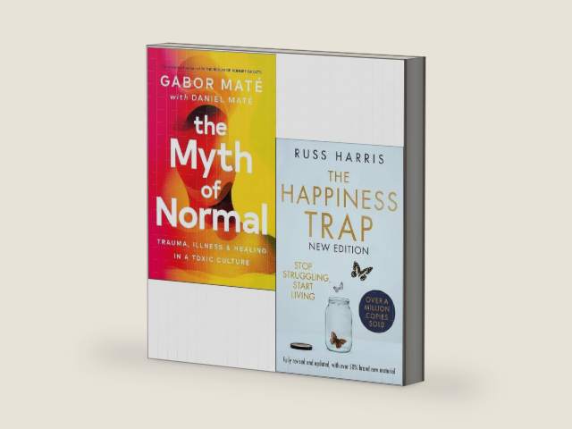 The Myth Of Normal By Gabor Maté, Daniel Maté & The Happiness Trap By Dr. Russ Harris 2 Books Collection Set by Daniel Maté | barcode:9789123484140 | source:'9789123484140-right-three-quarter.jpg
