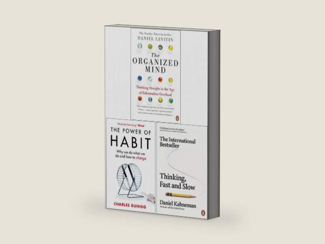 The Organized Mind, The Power of Habit, Thinking Fast and Slow 3 Books Collection Set by Daniel J. Levitin | barcode:9789123943050 | source:'9789123943050-right-three-quarter.jpg