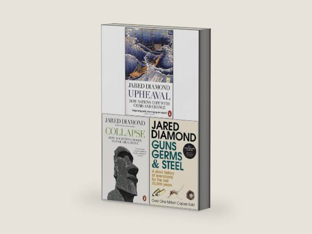Jared Diamond 3 Books Collection Set(Upheaval, Collapse Guns, Germs and Steel) by Jared Diamond | barcode:9789124040437 | source:'9789124040437-right-three-quarter.jpg