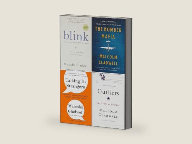 Malcolm Gladwell Collection 4 Books Set (The Bomber Mafia [Hardcover], Outliers The Story of Success, Blink, Talking to Strangers) by Malcolm Gladwell | barcode:9789124120160 | source:'9789124120160-right-three-quarter.jpg