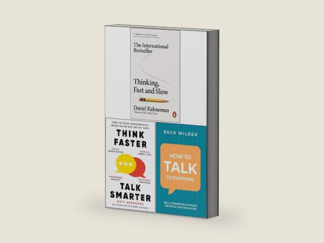Thinking Fast and Slow, Think Faster Talk Smarter & How To Talk To Everyone 3 Books Collection Set by Daniel Kahneman | barcode:9789124175405 | source:'9789124175405-right-three-quarter.jpg