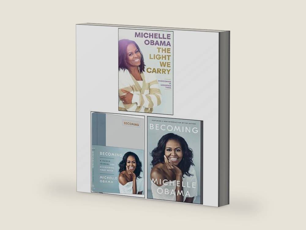 Michelle Obama 3 Books Collection Set (The Light We Carry, Becoming: A Guided Journal for Discovering Your Voice, Becoming) by Michelle Obama | barcode:9789124233402 | source:'9789124233402-right-three-quarter.jpg