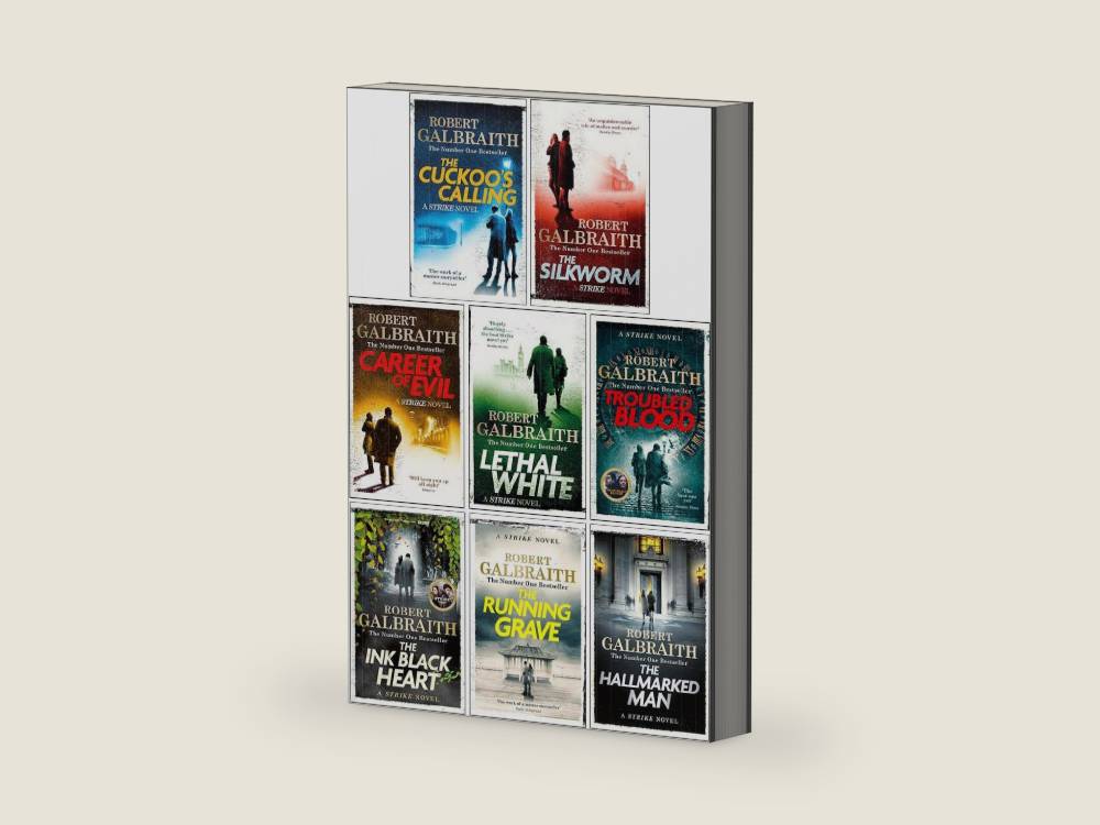 Cormoran Strike Series 1-8 Books Collection Set By Robert Galbraith (The Cuckoo's Calling, Silkworm, Career of Evil, Lethal White, Troubled Blood,Ink Black Heart,Running Grave & The Hallmarked Man) by Robert Galbraith | barcode:9789124248383 | source:'9789124248383-right-three-quarter.jpg