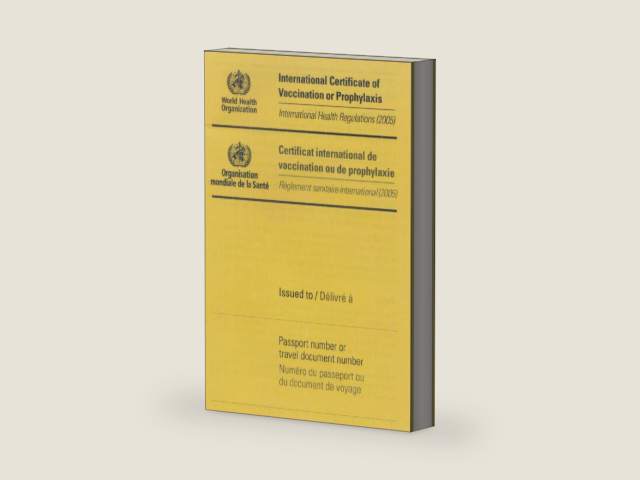 International Certificate of Vaccination with Vinyl Document Holder - World Health Organization Bilingual Version [cards] World Health Organization [Jan 01, 2007] by World Health Organization | barcode:9789240580435 | source:'9789240580435-right-three-quarter.jpg