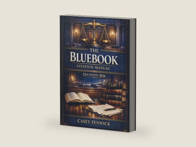 The Bluebook Citation Manual 22nd Edition 2026: Create Accurate Legal Citations for Cases, Statutes, Law Reviews, and Court Filings Without Guesswork by Casey Fenwick | barcode:9789403870427 | source:'9789403870427-right-three-quarter.jpg