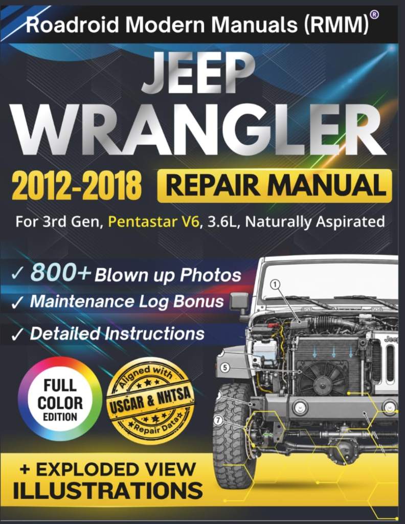 JEEP WRANGLER 2012-2018 REPAIR MANUAL: Illustrative DIY Guide for the 3rd Gen, Pentastar V6, 3.6L, Naturally Aspirated Engine | Featuring 800+ Exploded View Diagrams and Step-by-Step Procedures by Vin Kraftman | barcode:9798180251527 | source:'9798180251527.jpg