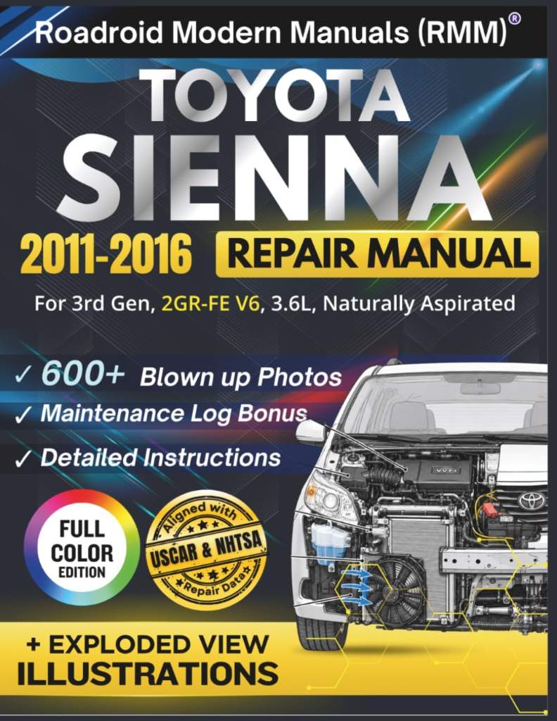 TOYOTA SIENNA 2011-2016 REPAIR MANUAL: Illustrative DIY Guide for the 3rd Gen, 2GR-FE V6, 3.6L Engine | Featuring 600+ High-Resolution Exploded View Diagrams and Step-by-Step Procedures by Vin Kraftman | barcode:9798180252296 | source:'9798180252296.jpg