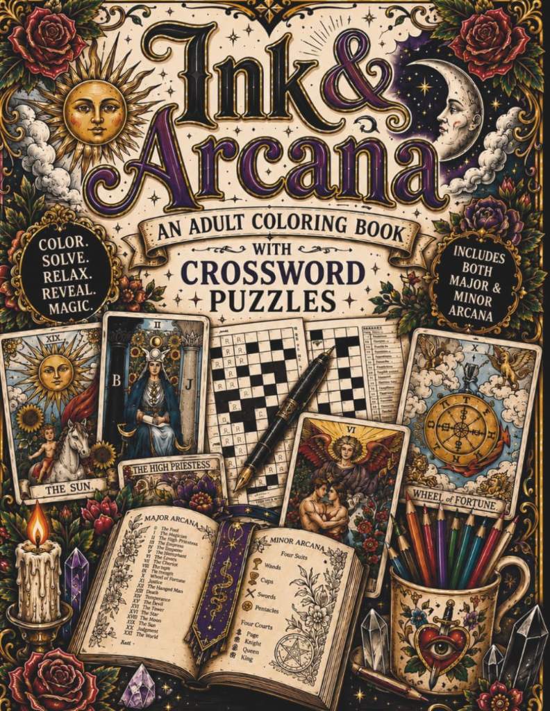 Ink & Arcana: An Adult Tarot Card Learning Coloring Book by C Pinkos | barcode:9798180358219 | source:'9798180358219.jpg