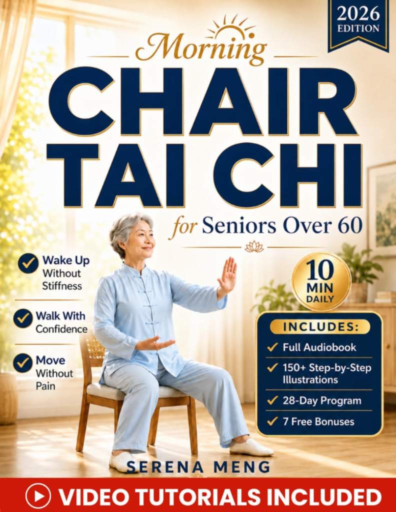 Morning Chair Tai Chi for Seniors Over 60: Gentle 28-Day Seated Routine to Wake Up Without Stiffness, Stop Holding Onto Furniture, and Walk Through ... | With Illustrations & Video Tutorials by Serena Meng | barcode:9798180899088 | source:'9798180899088.jpg