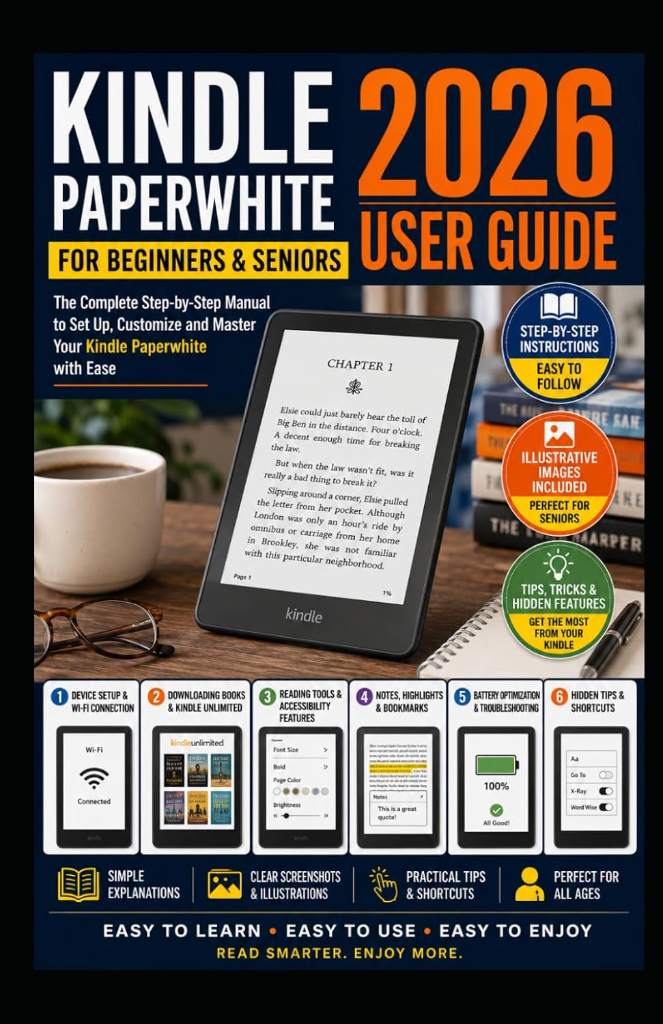 Kindle Paperwhite 2026 User Guide for Beginners and Seniors: Easy Step-by-Step Instructions with Pictures to Set Up Your Kindle, Discover Hidden Features, Customize Settings and Read with Confidence by JOHN MASK | barcode:9798181222588 | source:'9798181222588.jpg