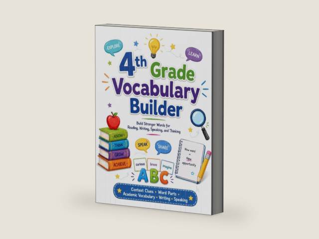 4th Grade Vocabulary Builder: Advanced Word Practice for Stronger Writing, Speaking, Reading, and Thinking by Dr. Lysa Cohen | barcode:9798181325678 | source:'9798181325678-right-three-quarter.jpg