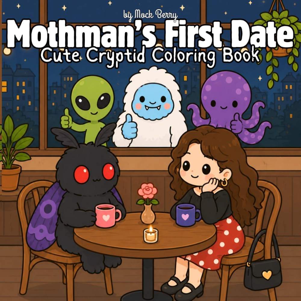 Mothman's First Date: Cute Cryptid Coloring Book by Mock Berry | barcode:9798181636064 | source:'9798181636064.jpg