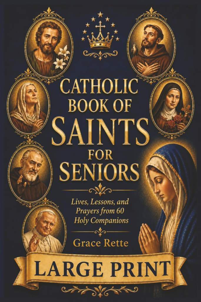 A Large-Print Catholic Book of Saints for Seniors: Lives, Lessons, and Prayers from 60 Holy Companions (The Catholic Companion for Seniors) by Grace Rette | barcode:9798181727496 | source:'9798181727496.jpg