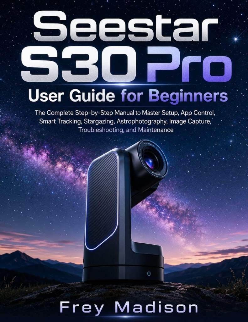 Seestar S30 Pro User Guide for Beginners: The Complete Step-by-Step Manual to Master Setup, App Control, Smart Tracking, Stargazing, Astrophotography, Image Capture, Troubleshooting, and Maintenance by Frey Madison | barcode:9798181976948 | source:'9798181976948.jpg