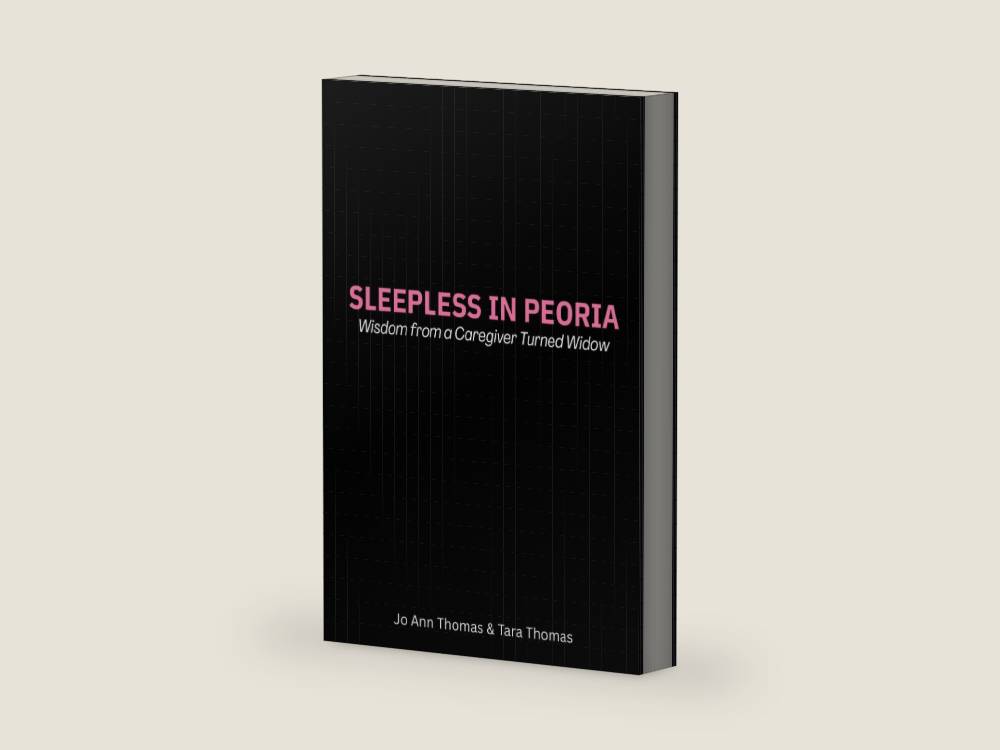 Sleepless in Peoria: Wisdom from a Caregiver Turned Widow (Faith & Four Letter Words) by Jo Ann Thomas | barcode:9798182212410 | source:'9798182212410-right-three-quarter.jpg