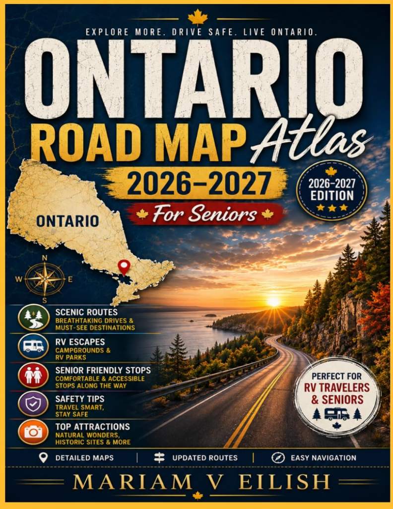 Ontario road map atlas 2026-2027(For Seniors): Scenic Routes, Regional Maps, Top Attractions, Comfortable Stays, Dining Gems, and Senior Friendly Travel Insights Across Ontario with Parks by Mariam V Eilish | barcode:9798182365017 | source:'9798182365017.jpg