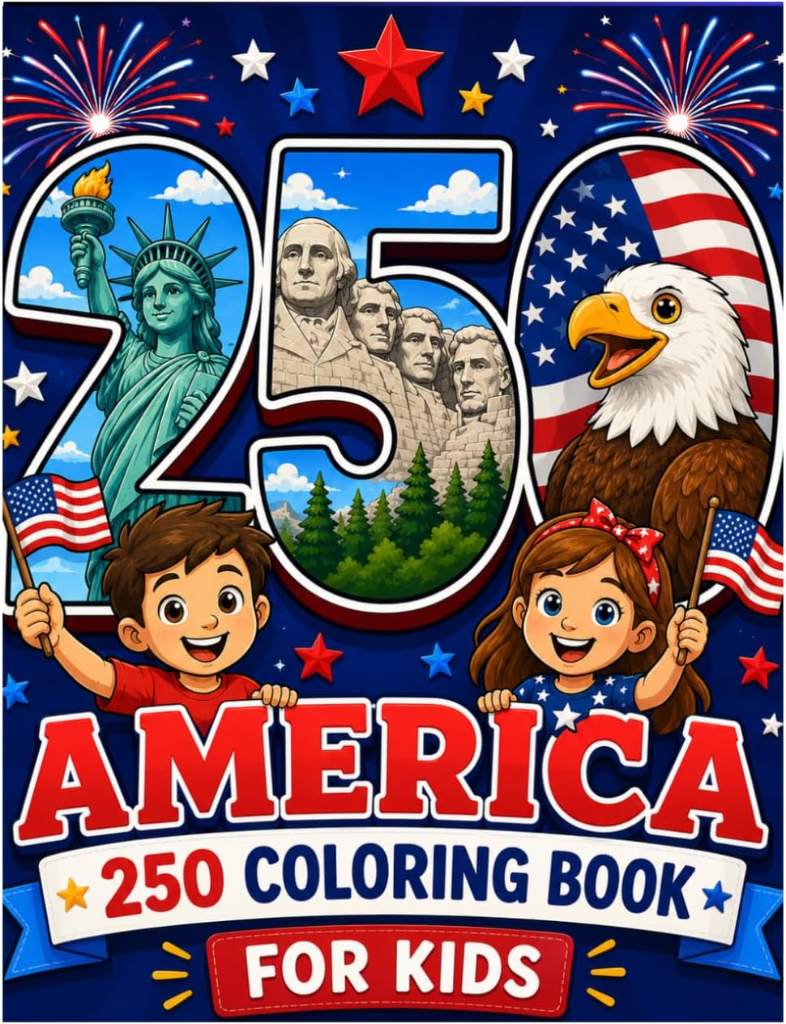 America 250 Coloring Book for Kids: Celebrate America's 250th Anniversary Through Creativity and Fun!Join an exciting coloring adventure as you ... and celebrations that make America special. by Janetzy Vivas | barcode:9798182381604 | source:'9798182381604.jpg