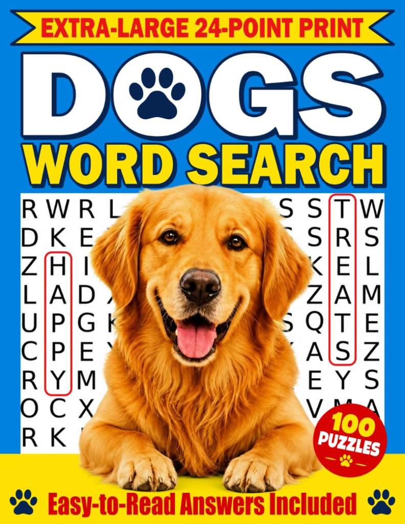 Dogs Word Search: Extra-Large Print Puzzle Book for Puppy and Dog Lovers Stress Relief and Relaxation (24 Point Print Animal Word Search Books) by Wanda Playwright | barcode:9798183551327 | source:'9798183551327.jpg