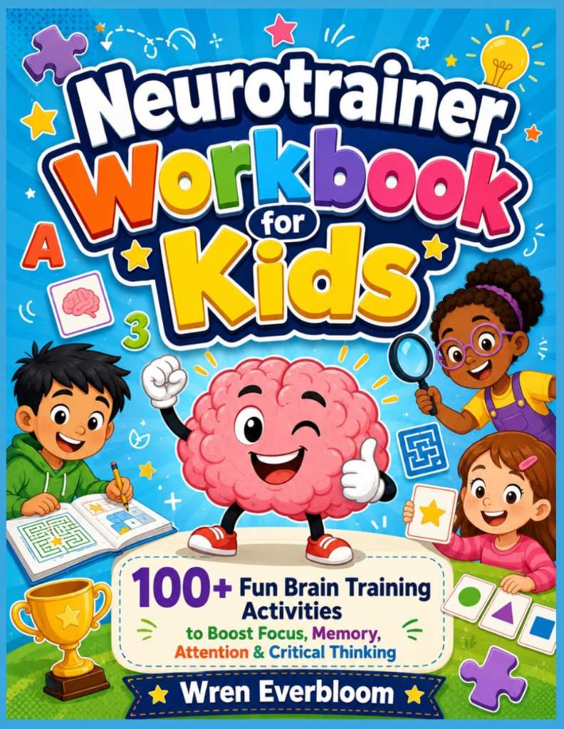 Neurotrainer Workbook for Kids: 100+ Fun Brain Training Activities to Boost Focus, Memory, Attention & Critical Thinking by Wren Everbloom | barcode:9798183591705 | source:'9798183591705.jpg