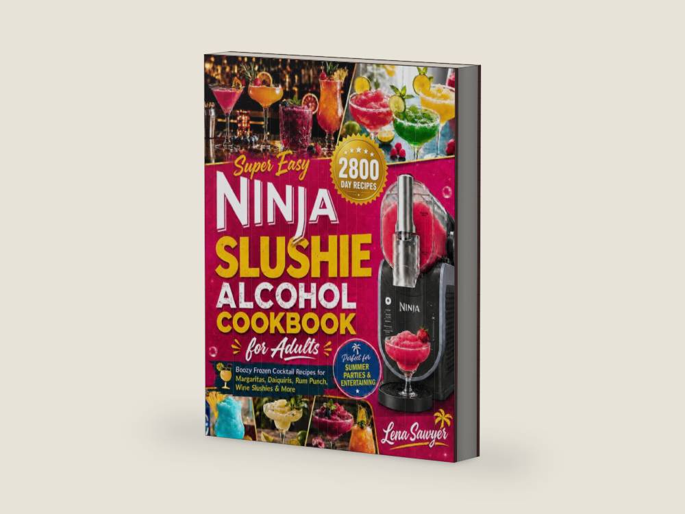 Super Easy Ninja Slushie Alcohol Cookbook for Adults: Boozy Frozen Cocktail Recipes for Margaritas, Daiquiris, Rum Punch, Wine Slushies & More | Perfect for Summer Parties & Entertaining by Lena Sawyer | barcode:9798183656855 | source:'9798183656855-right-three-quarter.jpg