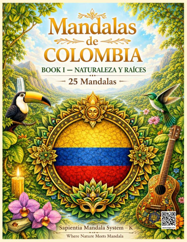 Mandalas de Colombia: Libro I – Naturaleza y Raíces | 25 Mandalas para Colorear Inspirados en la Naturaleza, Cultura y Tradiciones de Colombia (Sapientia Gal Country Lights Series) (Spanish Edition) by Jesus Benjamin Santa Rodriguez | barcode:9798183678437 | source:'9798183678437.jpg