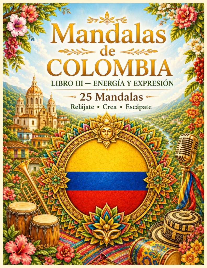 Mandalas de Colombia: Libro III: – Patrimonio y Paisajes | 25 Mandalas Inspirados en la Cultura, la Naturaleza y los Tesoros de Colombia (Sapientia Gal Country Lights Series) (Spanish Edition) by Jesus Benjamin Santa Rodriguez | barcode:9798183729283 | source:'9798183729283.jpg