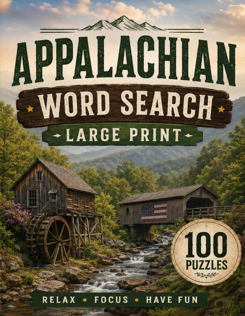 Appalachian Word Search: 100 Large Print Puzzles Rooted in Mountain Folklore, Traditions, and the Spirit of Appalachia by Melissa Greer | barcode:9798183742343 | source:'9798183742343.jpg