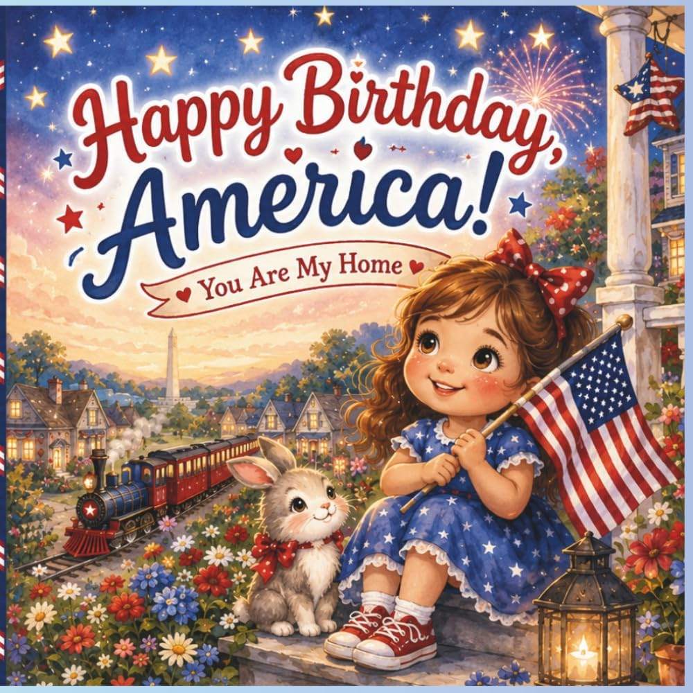 Happy 250th Birthday America, You Are My Home: A sweet patriotic bedtime storybook, picture book about love, home, family, flags, friendship, and the ... Blue Storybook for Little Dreamers Ages 3–6, by Der Wirox | barcode:9798184453057 | source:'9798184453057.jpg