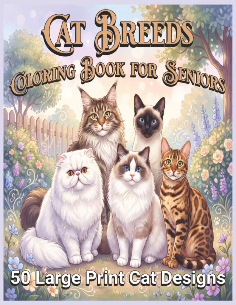 Cat Breeds Coloring Book for Seniors: 50 Large Print Cat Designs by Brian McClanahan | barcode:9798184468235 | source:'9798184468235.jpg