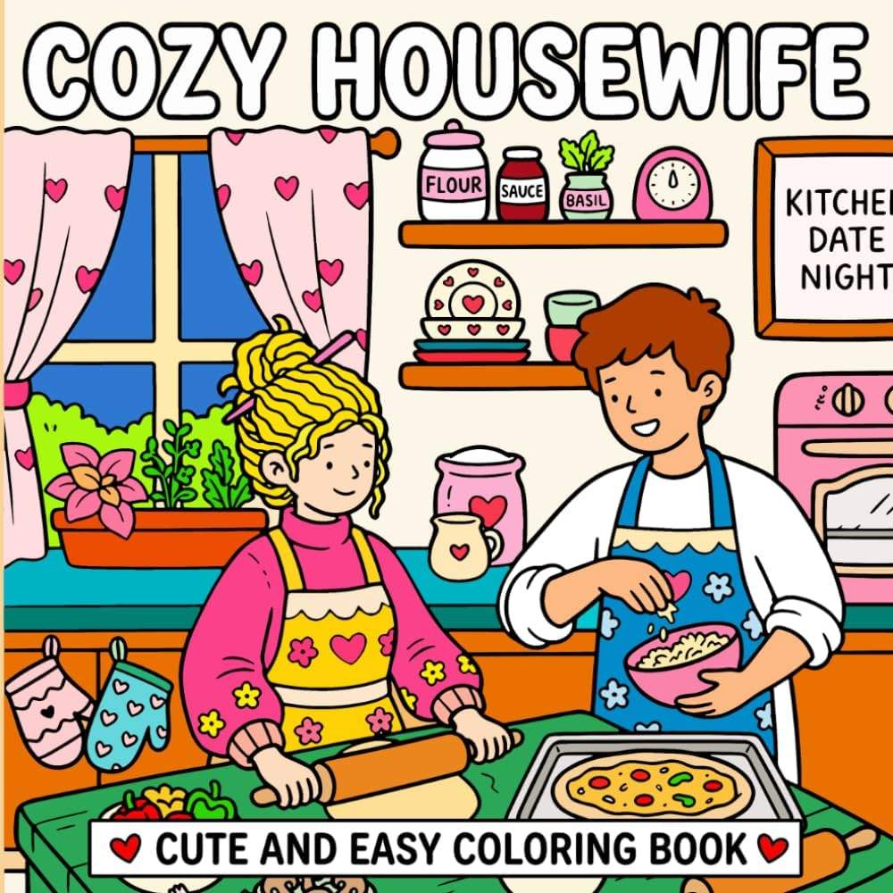 Cozy Housewife Cute and Easy Coloring Book: for Mom, Adults and Teens: Hygge-Inspired Relaxing Designs of Kitchen Scenes, Cozy Home Life, Baking, ... Bliss for Stress Relief (Cozy Homebody Life) by Dream Nook | barcode:9798184479385 | source:'9798184479385.jpg