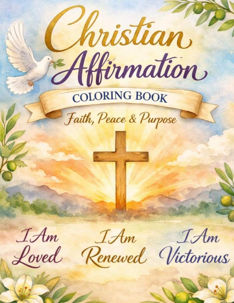 Christian Affirmation Coloring Book: Biblical Affirmations to Remind You of Who You Are in Christ. Connects the coloring directly to personal identity. by Evelyn Blanco | barcode:9798196272493 | source:'9798196272493.jpg