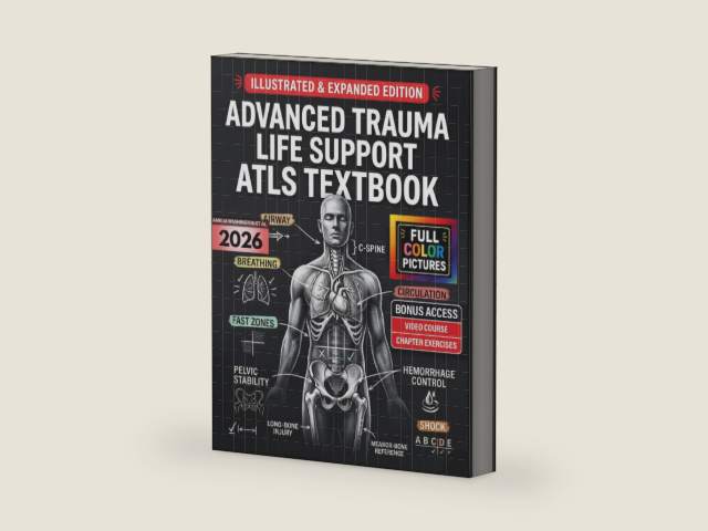 ADVANCED TRAUMA LIFE SUPPORT ATLS TEXTBOOK: Illustrated and Updated for 11th Edition | Practical Clinical Guide to xABCDE Methodology, Damage Control Resuscitation, and Emergency Trauma Care by Amelia Washington | barcode:9798196462177 | source:'9798196462177-right-three-quarter.jpg