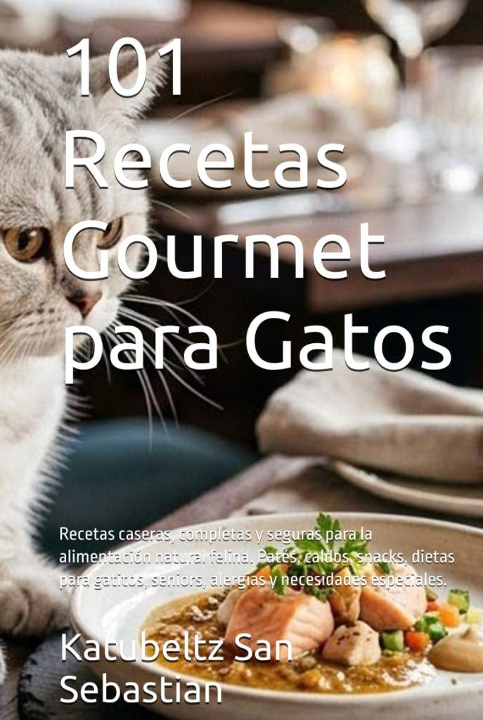 101 Recetas Gourmet para Gatos: Recetas caseras, completas y seguras para la alimentación natural felina. Patés, caldos, snacks, dietas para gatitos, ... (Gastronomía con Historia) (Spanish Edition) by Katubeltz San Sebastian | barcode:9798196520372 | source:'9798196520372.jpg