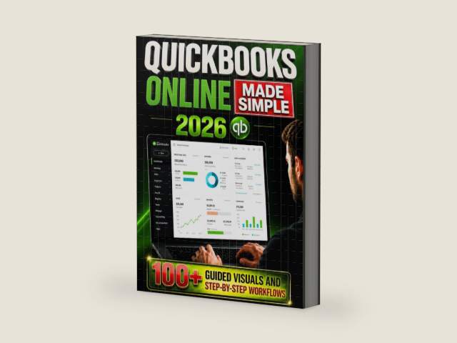 QuickBooks Online Made Simple: 9 Steps to Stop Confusion and Take Control of Your Business | 100+ Guided Visuals and Step-by-Step Workflows to Manage QuickBooks Without Stress in Just 10 Minutes a Day by Ryan K. Mercer | barcode:9798197309303 | source:'9798197309303-right-three-quarter.jpg
