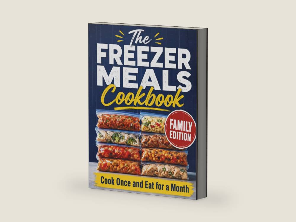 The Freezer Meals Cookbook: Cook Once and Eat for a Month with Easy Dump-and-Go Recipes for Stress-Free Family Dinners | Save Money. Save Time. Eat Healthy by Christine Brooks | barcode:9798197629029 | source:'9798197629029-right-three-quarter.jpg