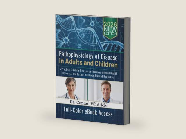Pathophysiology of Disease in Adults and Children: A Practical Guide to Disease Mechanisms, Altered Health Concepts, and Patient-Centered Clinical Reasoning by Dr. Conrad Whitfield | barcode:9798198506749 | source:'9798198506749-right-three-quarter.jpg