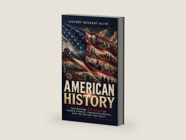 American History: Celebrating 250 Years of Hidden Stories, Forgotten Heroes, and the Nation They Built by History Brought Alive | barcode:9798198529151 | source:'9798198529151-right-three-quarter.jpg