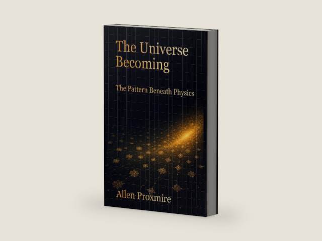 The Universe Becoming: The Pattern Beneath Physics by Allen Proxmire | barcode:9798198586062 | source:'9798198586062-right-three-quarter.jpg