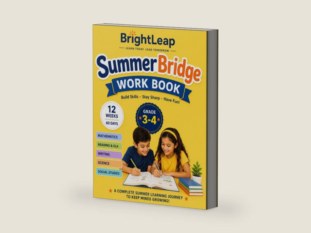 Summer Bridge Workbook Grade 3 to Grade 4: A 12-Week Learning Program with Mathematics, Reading & ELA, Writing, Science, Social Studies, Weekly Reviews, Activities, and Answer Key by BrightLeap Publications | barcode:9798198715066 | source:'9798198715066-right-three-quarter.jpg
